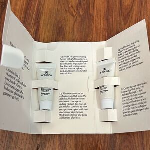 NEW arbonne Age well sample package 2 piece collagen nurturing serum intense rep